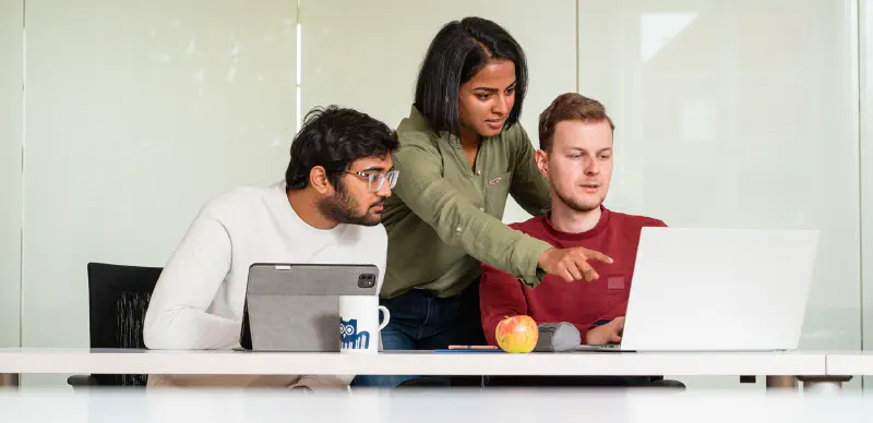 Laptop and students